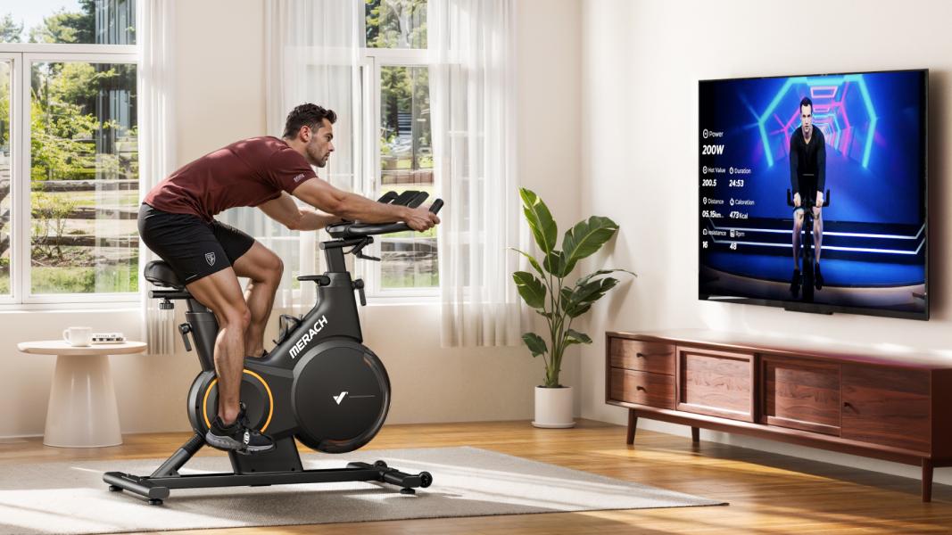 stationary exercise bicycles Sunny Health & Fitness Smart Low-profile Motorized Mini Bike connect with fitness enthusiasts 130 Upright Bike