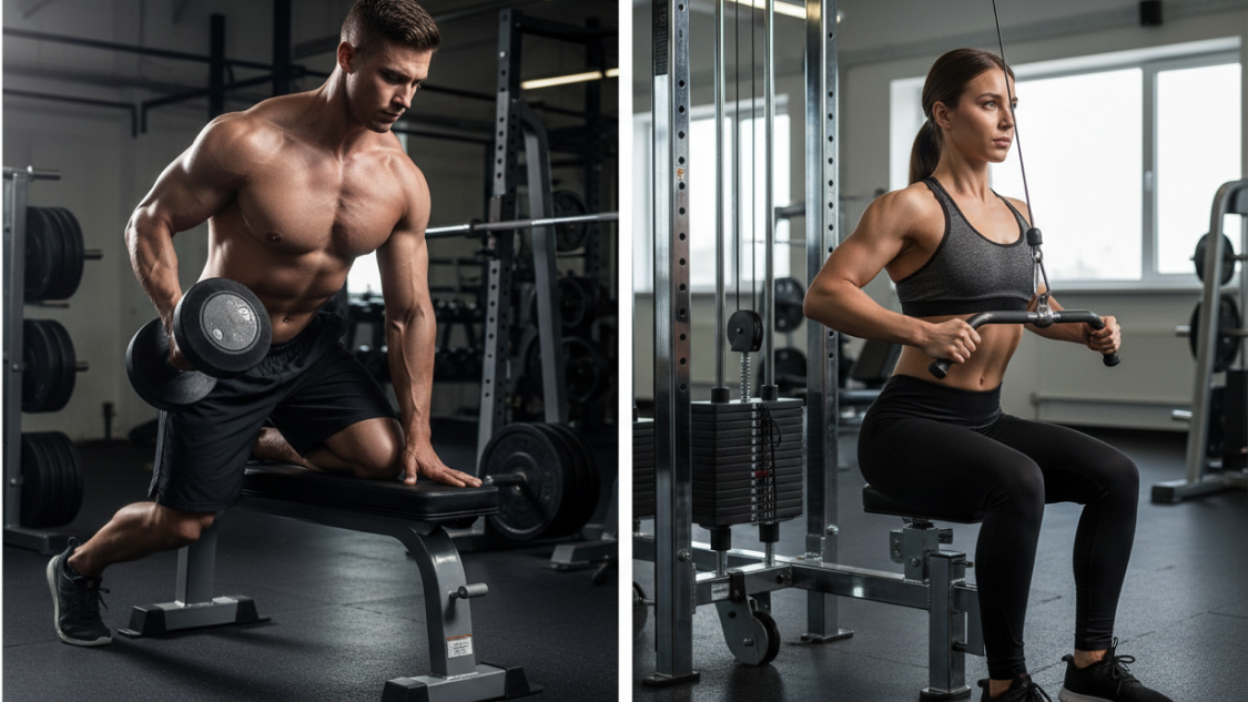 dumbbell rows vs cable rows for back training