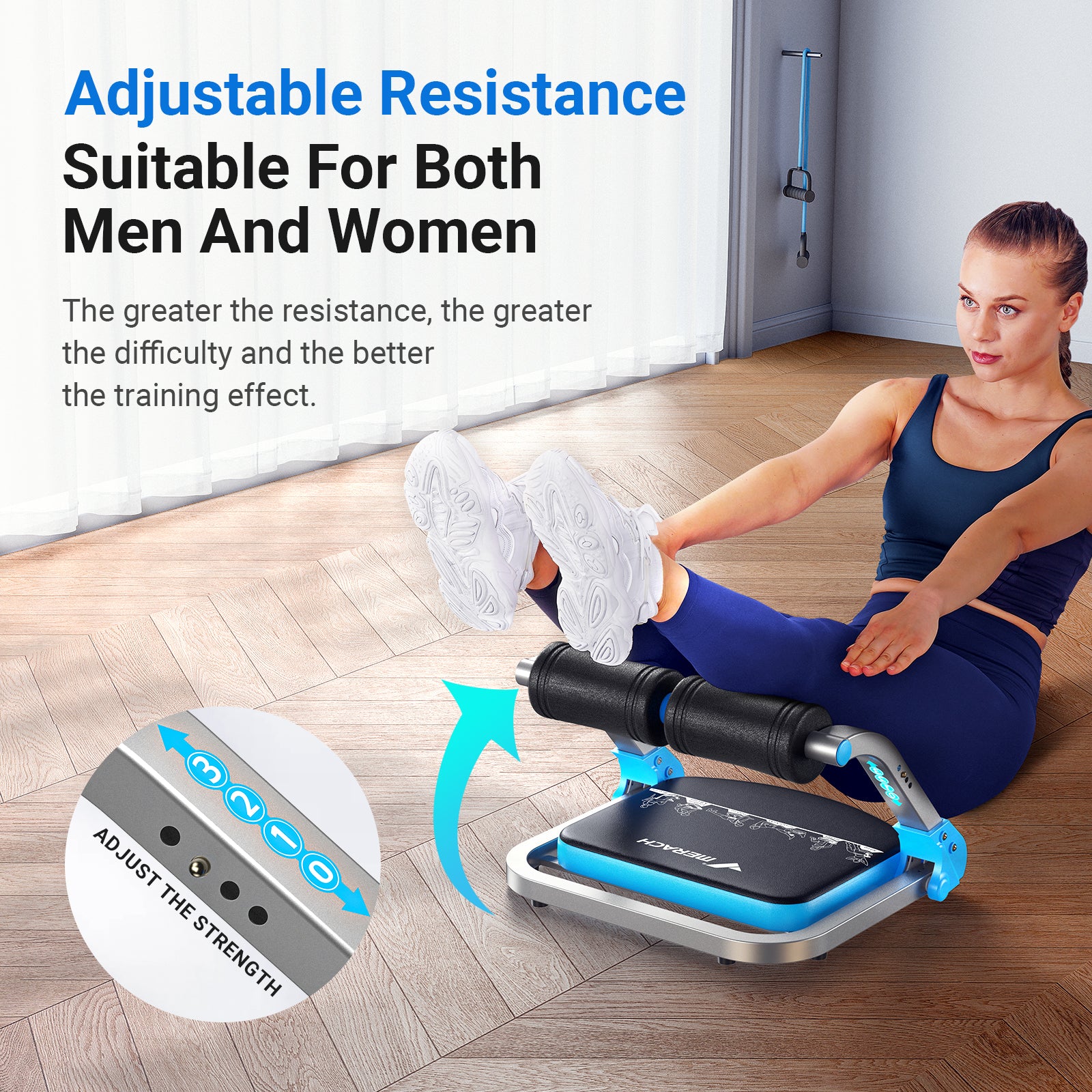 MERACH Ab Workout Machine & Foldable  3-Level Resistance