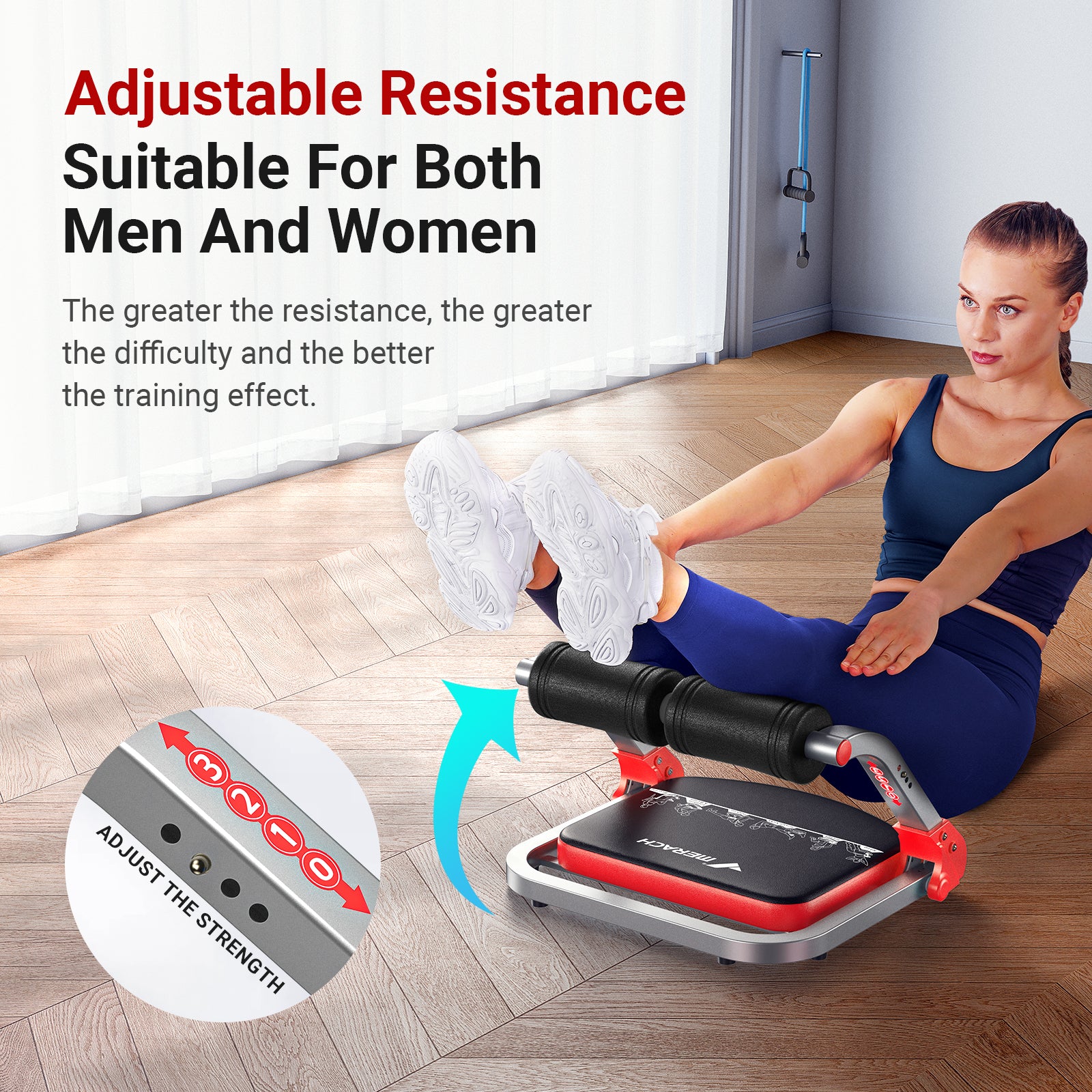 MERACH Ab Workout Machine & Foldable  3-Level Resistance