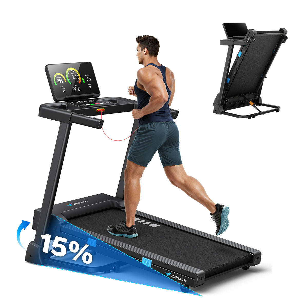 T12 Foldable Treadmill Pro with 15% Auto Incline