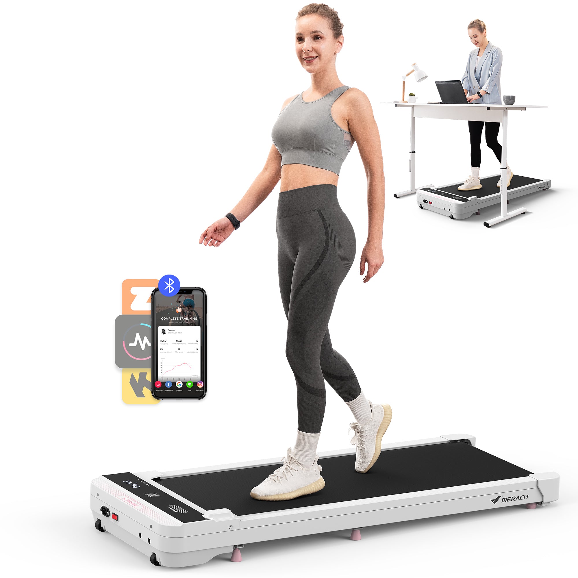 MERACH Under Desk Walking Pad for Home with Free Fitness APP, Remote