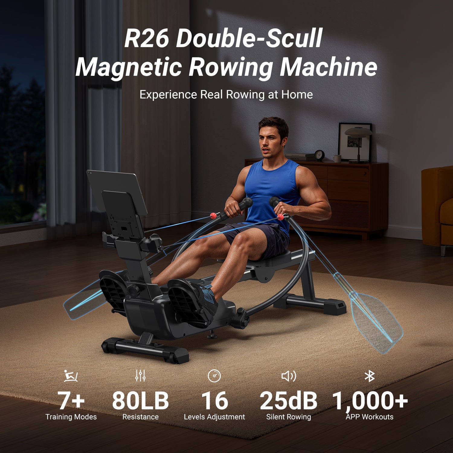 R26 Indoor Double-Scull Magnetic Rowing Machine