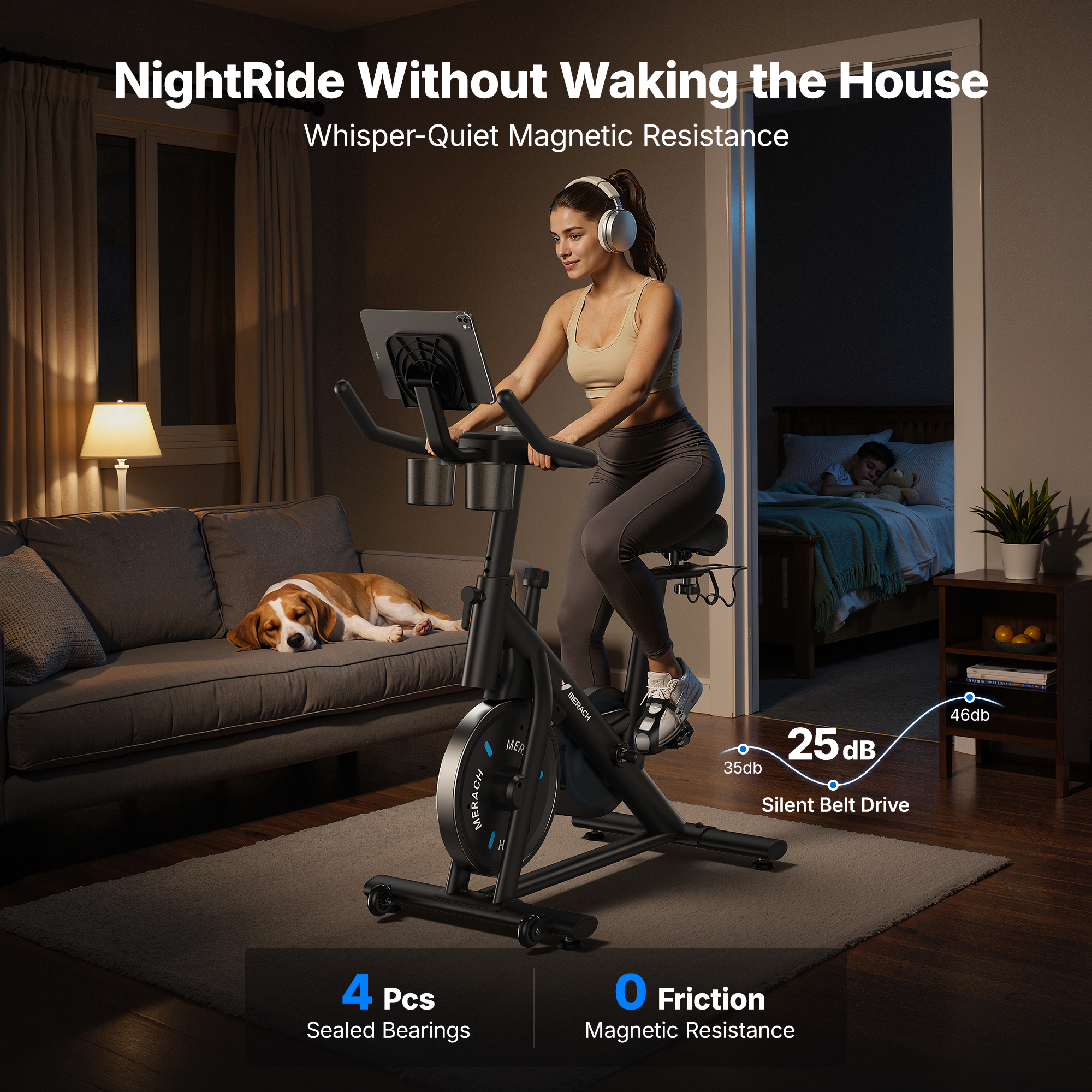 S26 Magnetic Exercise Bike with Dumbbell Rack