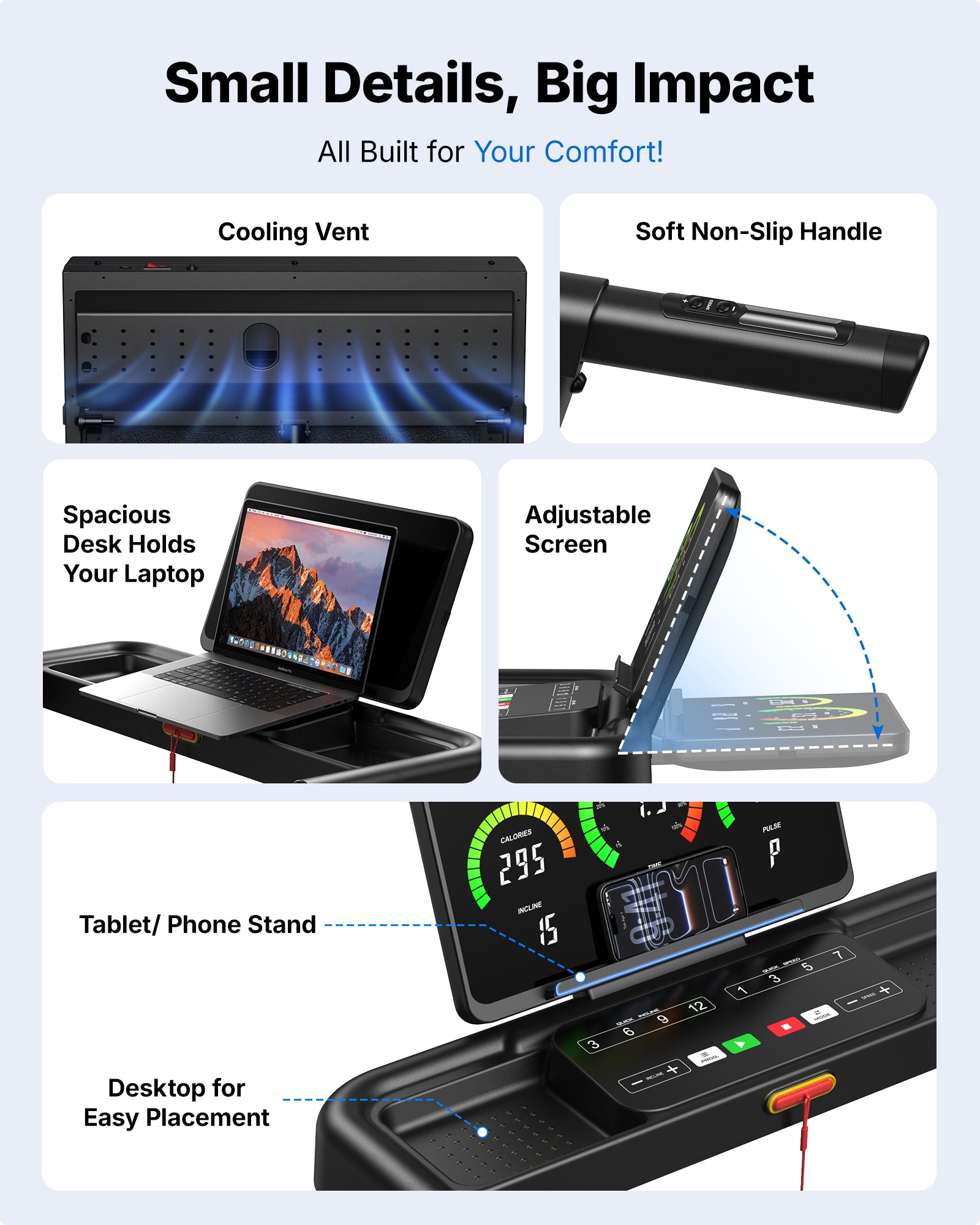 MERACH Treadmills for Home with Auto Incline15%, 7-Layer Belt 320 LBS Capacity Tredmill Foldable Handle Running Treadmills for Home, 0.5-7.5MPH 3.0HP Folding Treadmill LED with APP