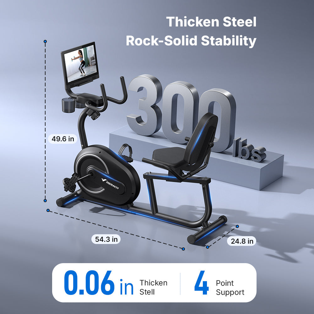S08 Aura Recumbent Bike with 15.6'' HD Screen