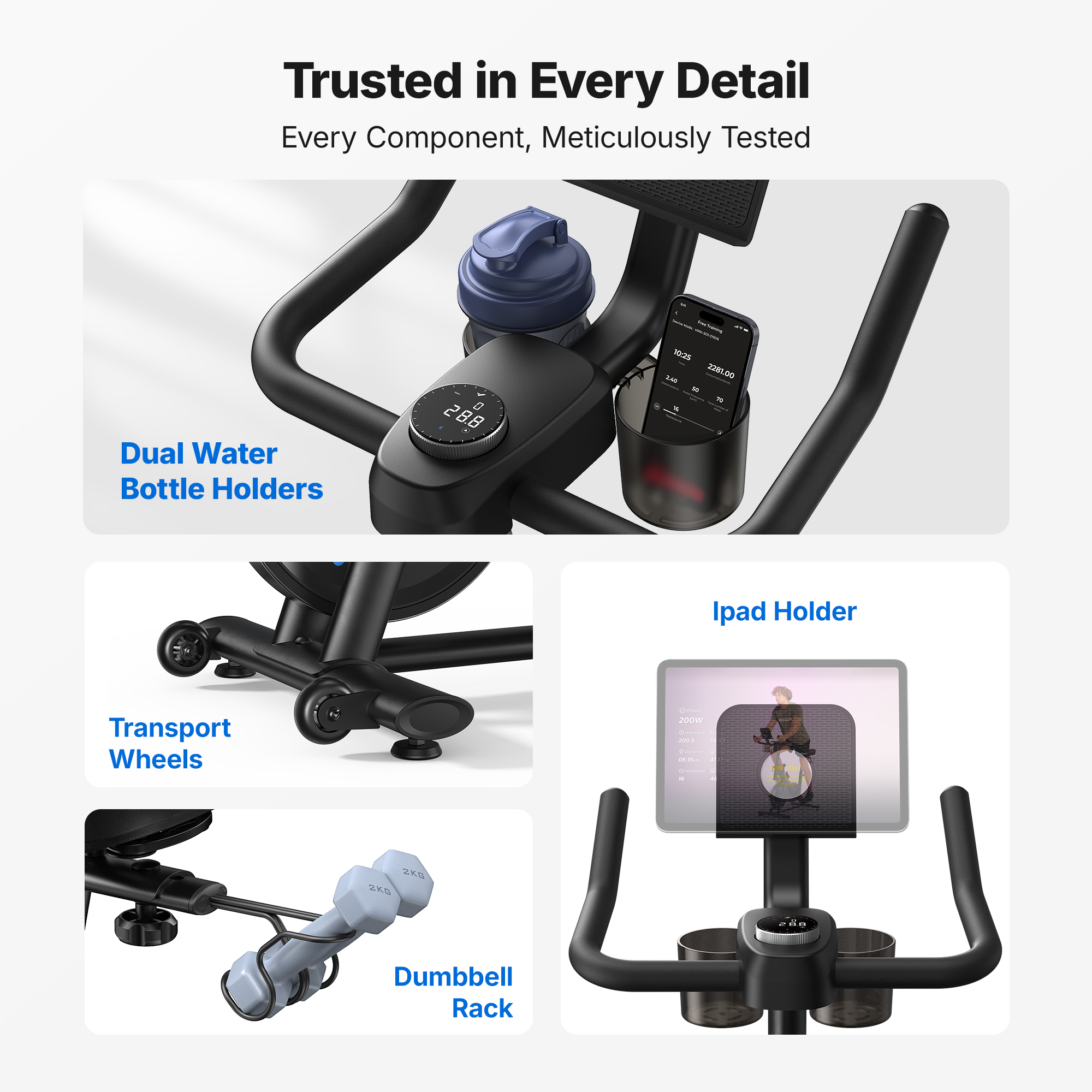 S26 Magnetic Exercise Bike with Dumbbell Rack