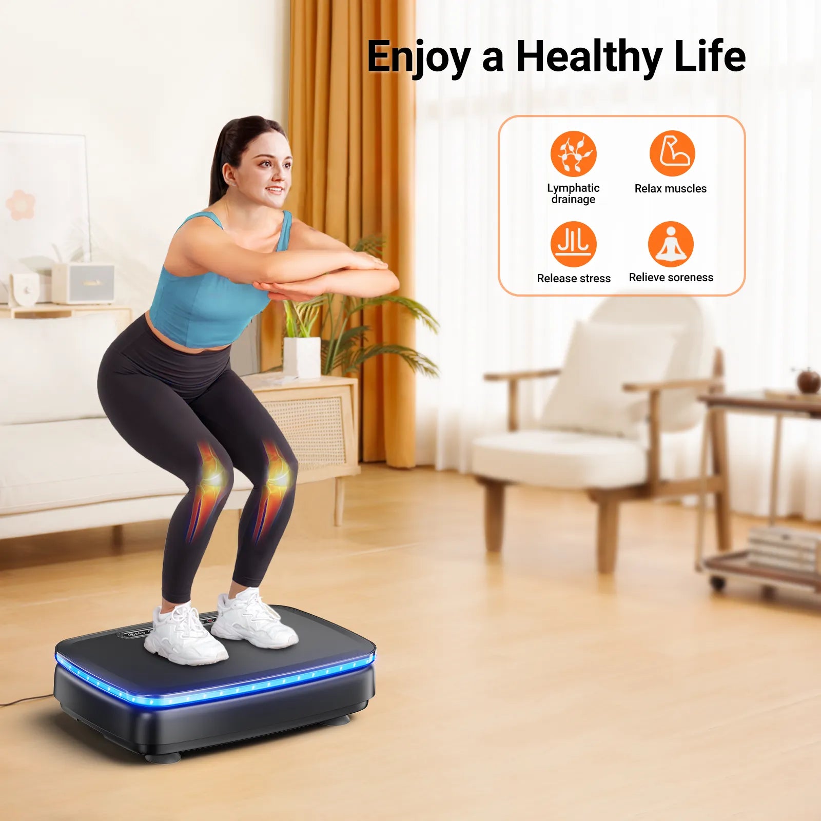 Vibration Plate with Bands and Cool Lights