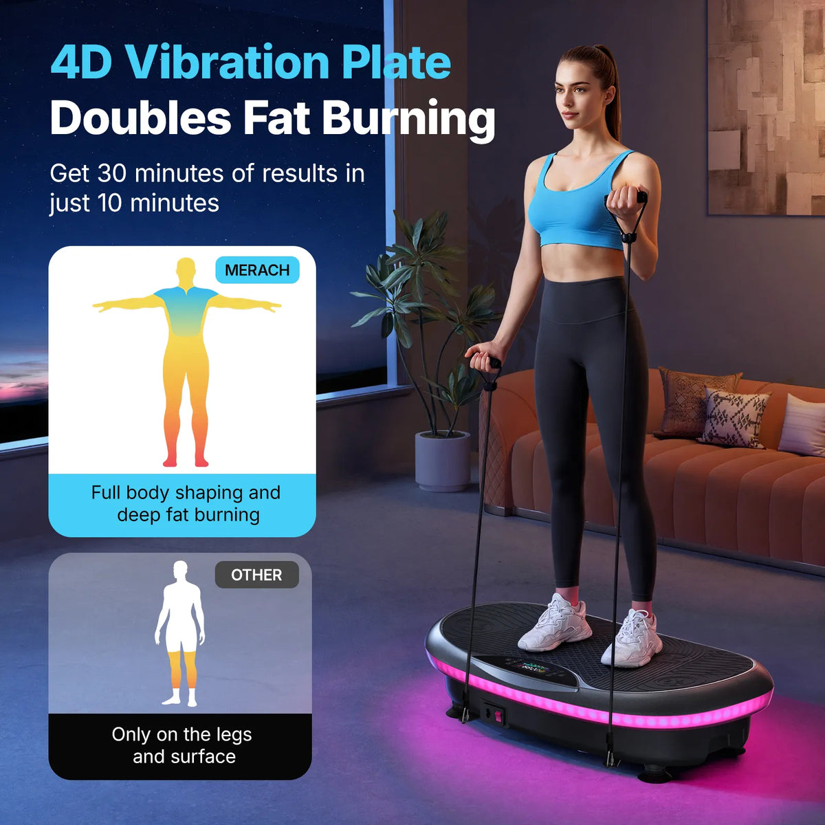 4D Vibrating Workout Plate with 7 Modes & 5 Programs for Total