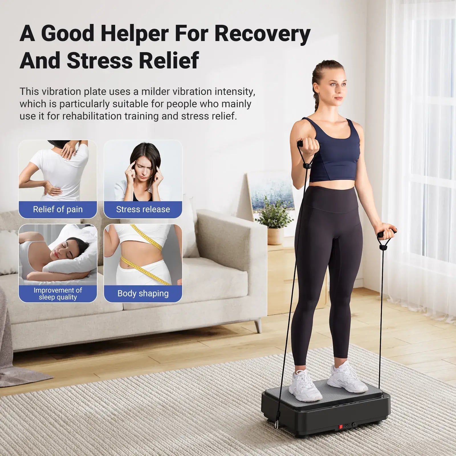 Whole Body Vibration Plate with tension ropes