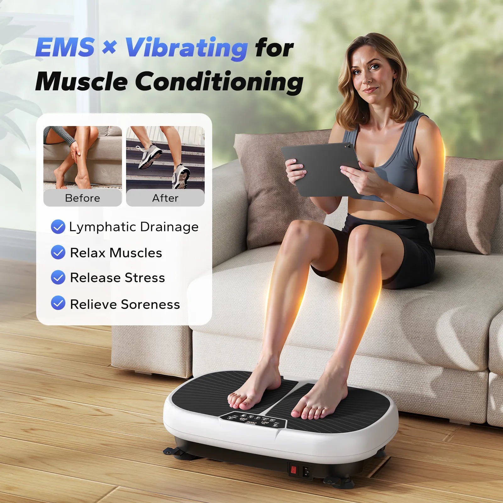 EMS Vibration Plate for Lymphatic Drainage & Weight Loss