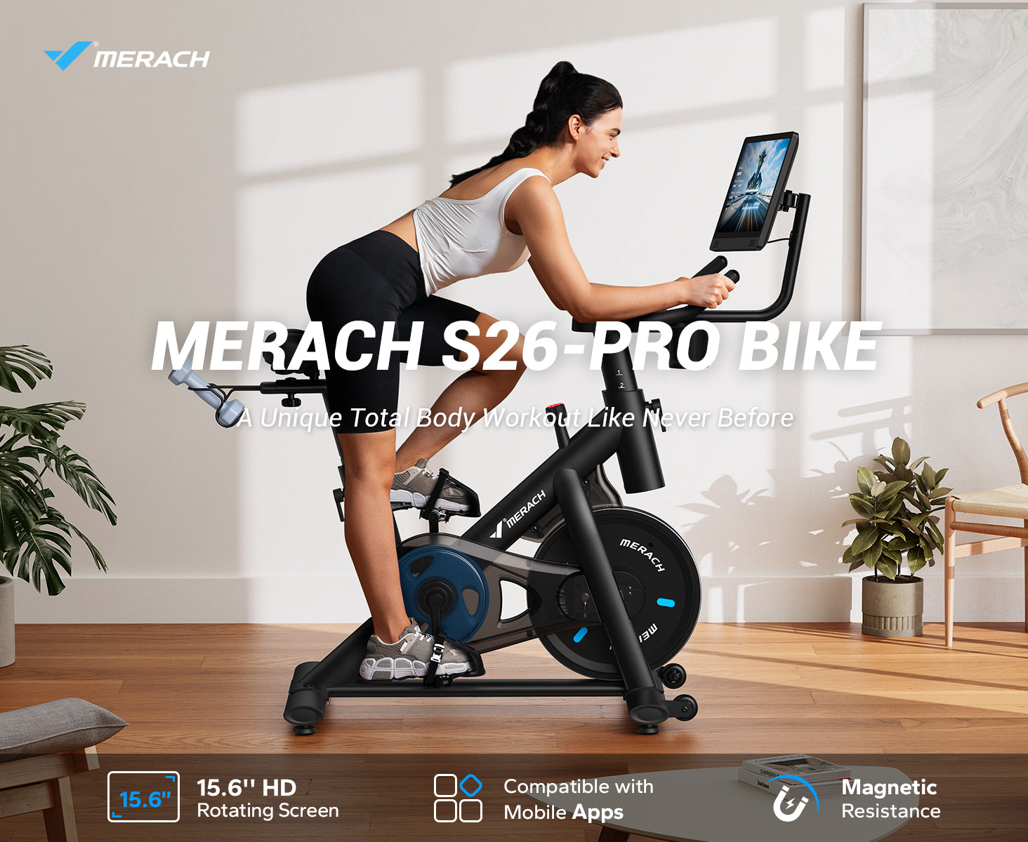 ブランド公式ストア：MERACH S26 Cardio Workout Exercise Bike with Comfortable Seat