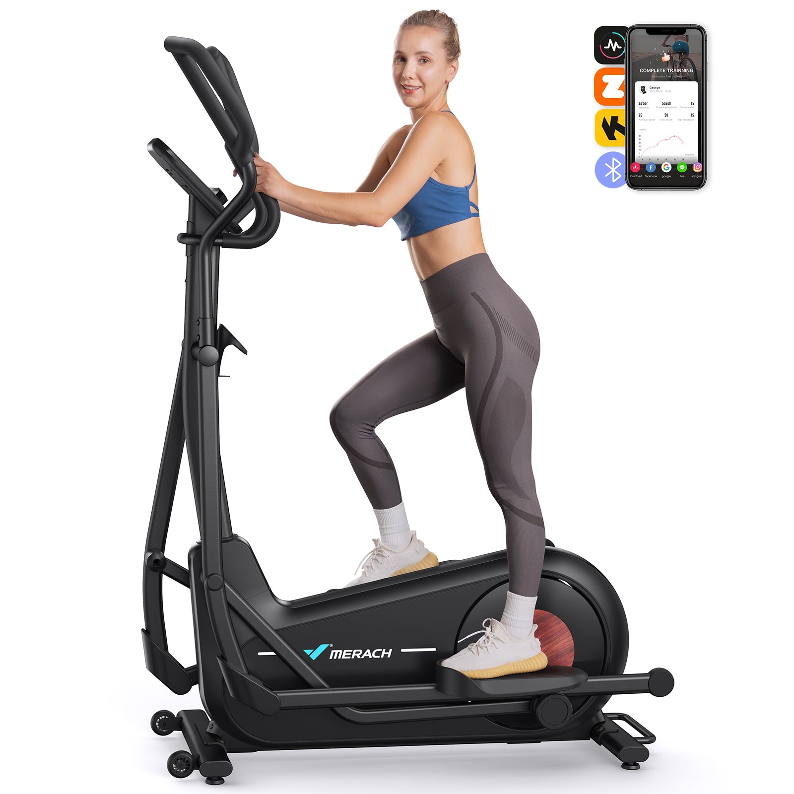 E27 Manual Resistance Elliptical Machine with 470mm Stride