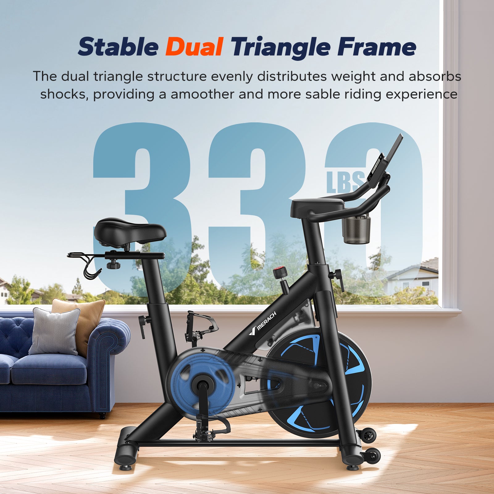 S36 Magnetic Exercise Bike with 330lbs Capacity