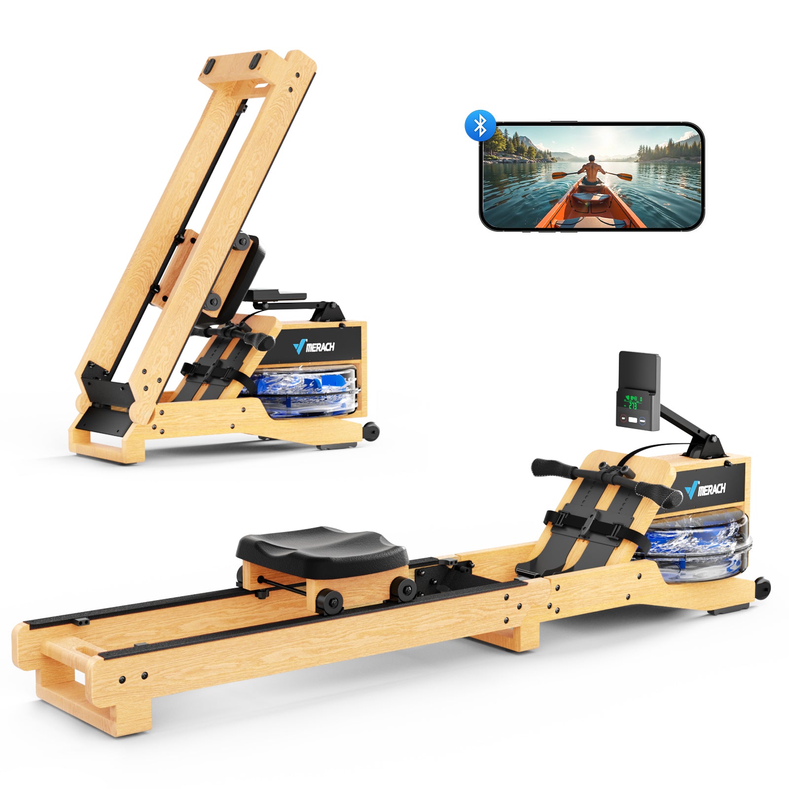 R23 Luxe-Oak Foldable Water Rowing Machine