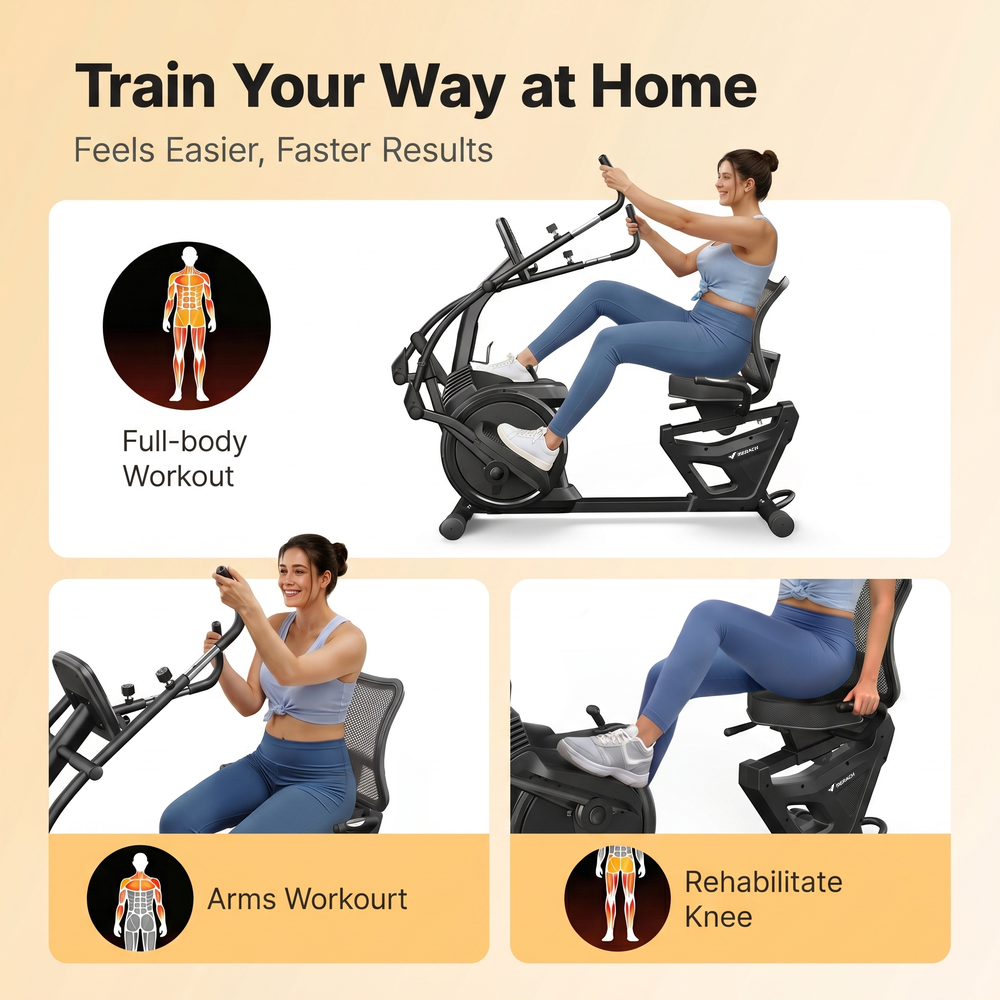 Low-Impact Recumbent Cross Trainer for Full-Body Cardio & Home Use