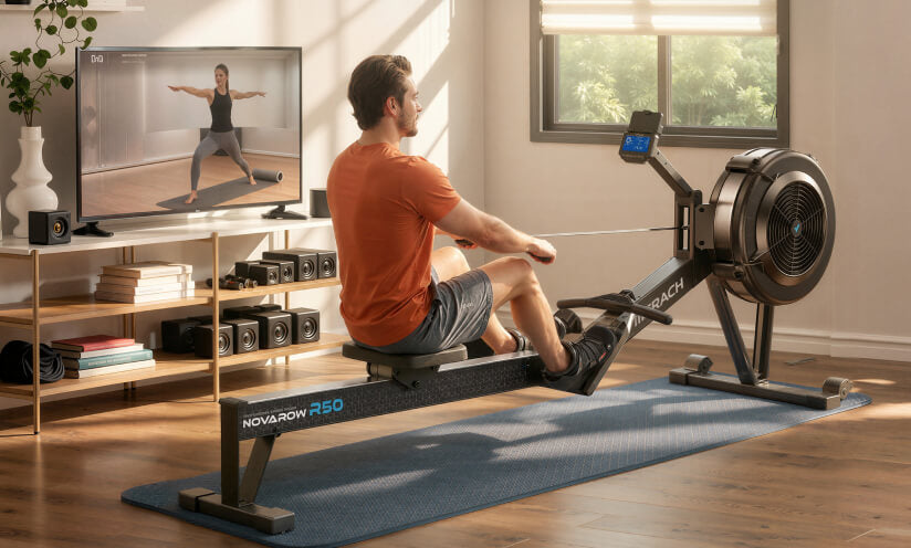 NovaRow R50 Pro Air Rower with Upgraded Backlit Monitor