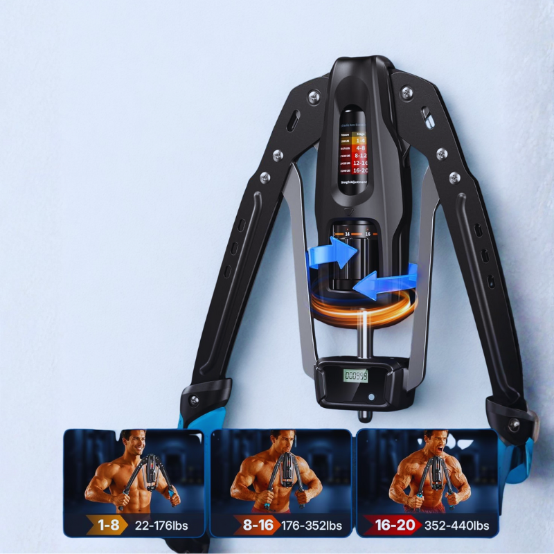 Hydraulic Arm Exerciser with Counter & Adjustable 22–440 lbs