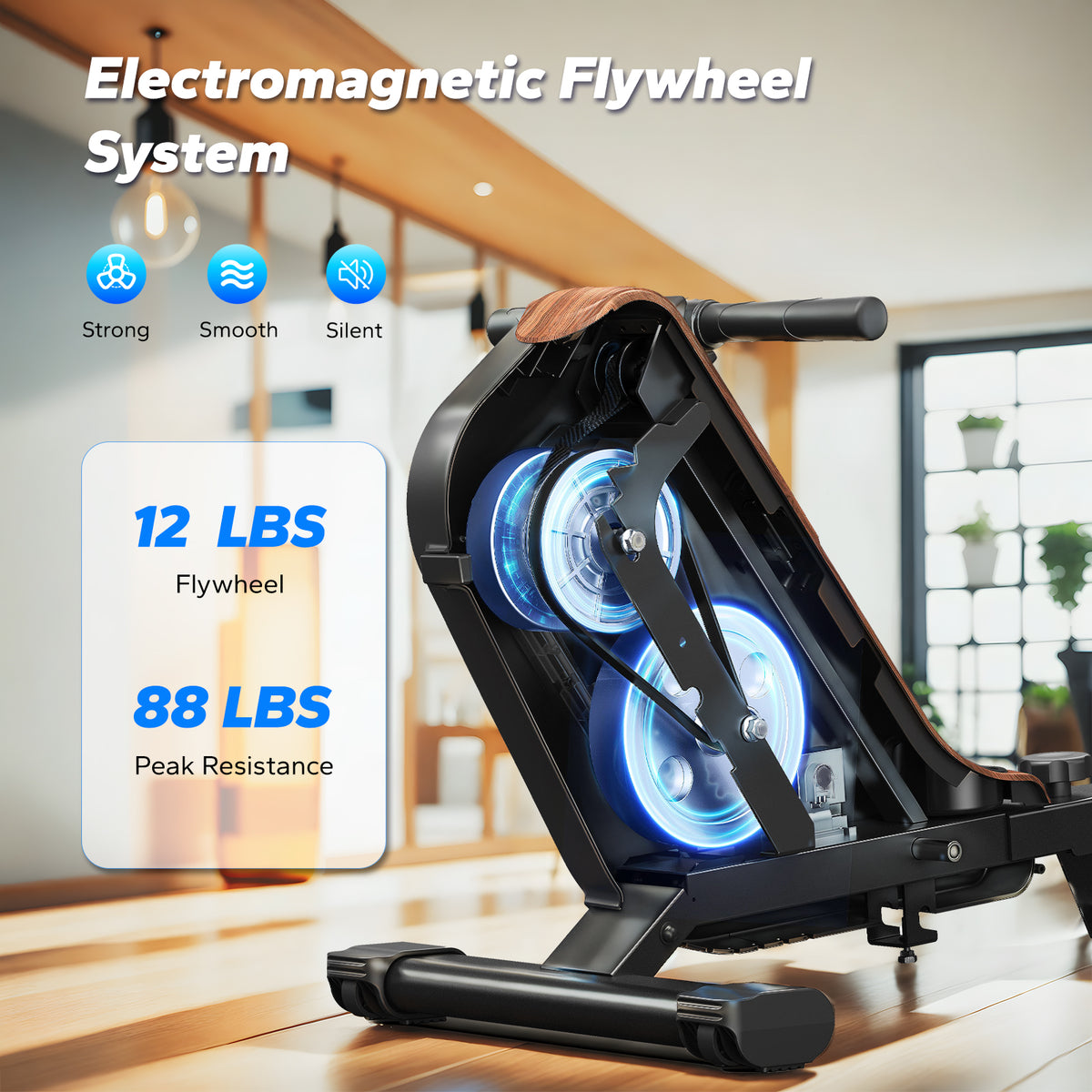 Electrical Power Rower Smart R15 Pro Electric Rowing Machine – App Workouts & Quiet Power | MERACH