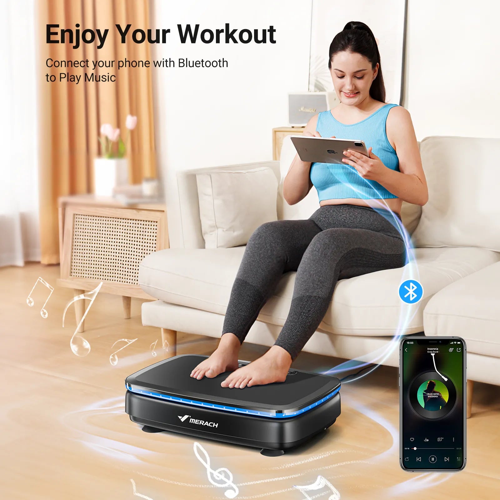 Vibration Plate with Bands and Cool Lights