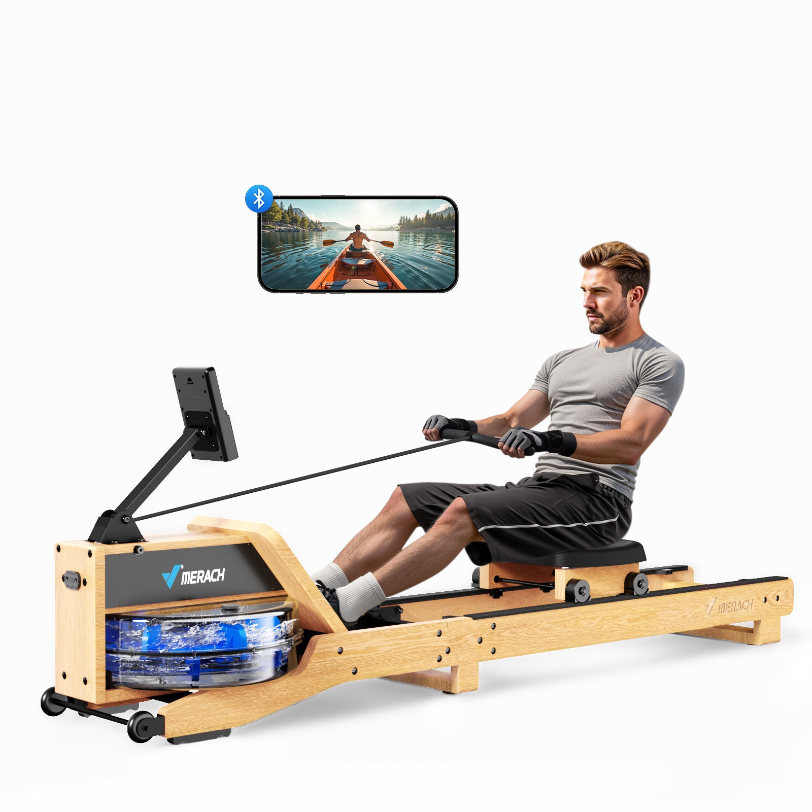 R23 Luxe-Oak Foldable Water Rowing Machine