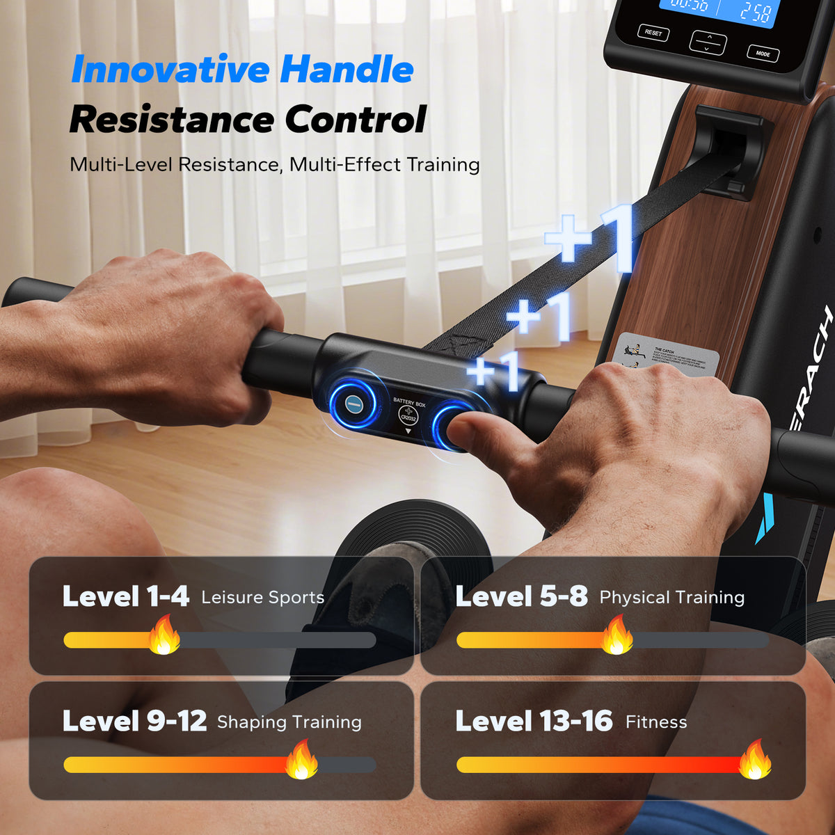 Electrical Power Rower Smart R15 Pro Electric Rowing Machine – App Workouts & Quiet Power | MERACH