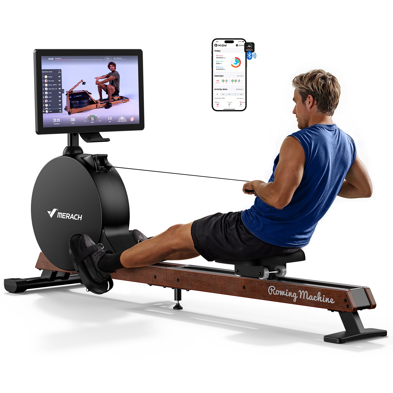 NovaRow R7 Aura Magnetic Quiet Rowing Machine with Rotating Screen