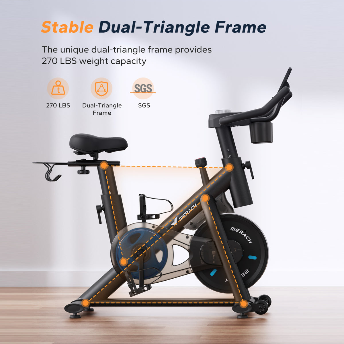 Merach Cycle MERACH S26 Cardio Workout Exercise Bike with Comfortable Seat Cushion ...