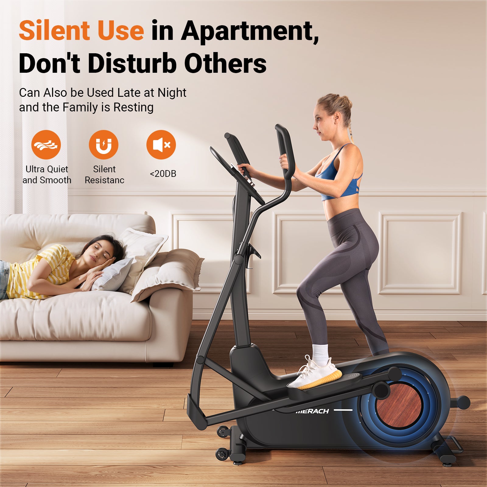 E27 Self Powered Elliptical Machine with 470mm Stride