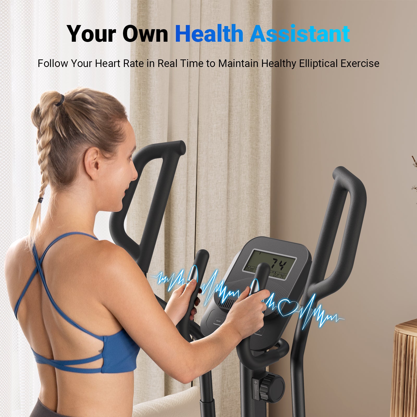 E27 Manual Resistance Elliptical Machine with 470mm Stride