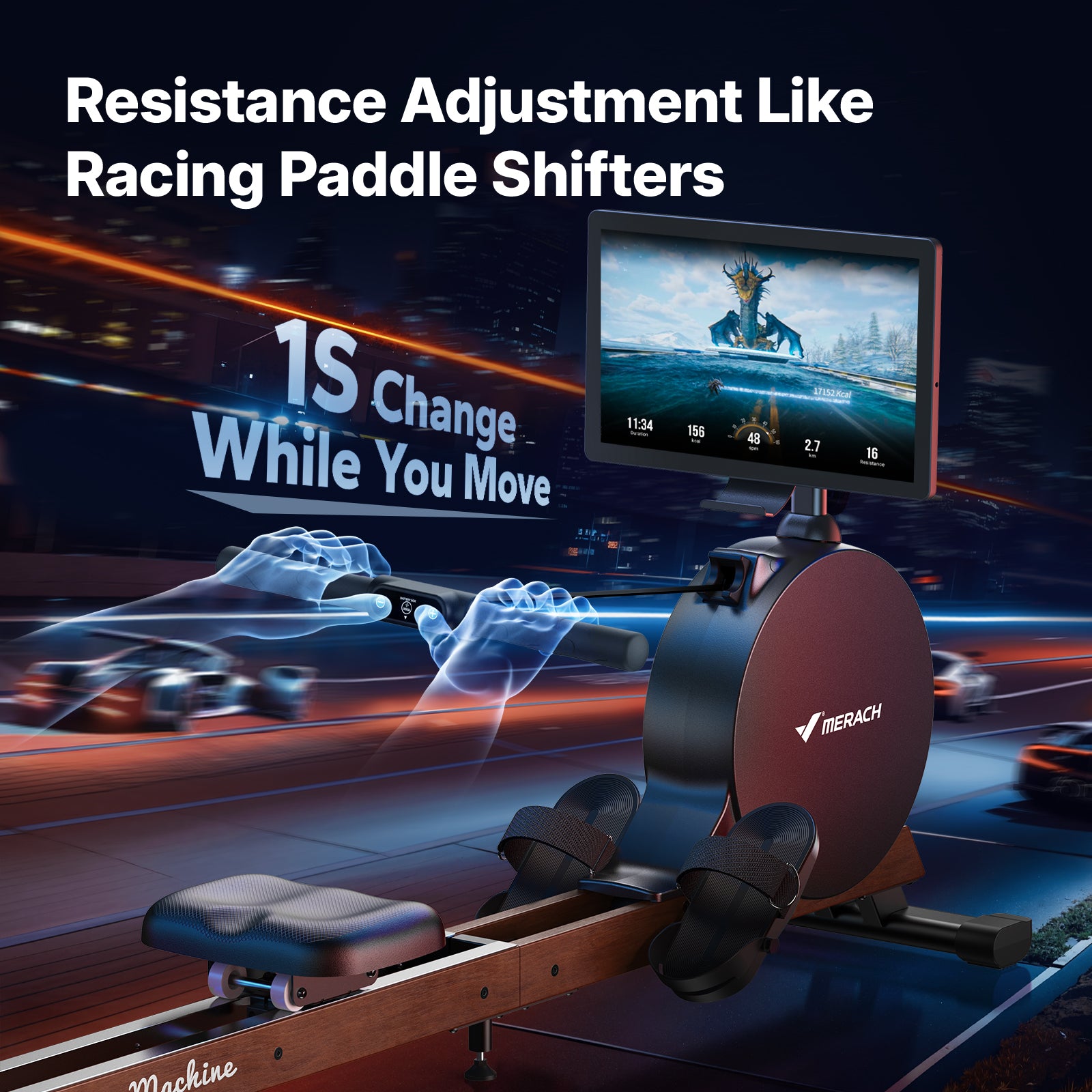 NovaRow R7 Aura Magnetic Quiet Rowing Machine with Rotating Screen