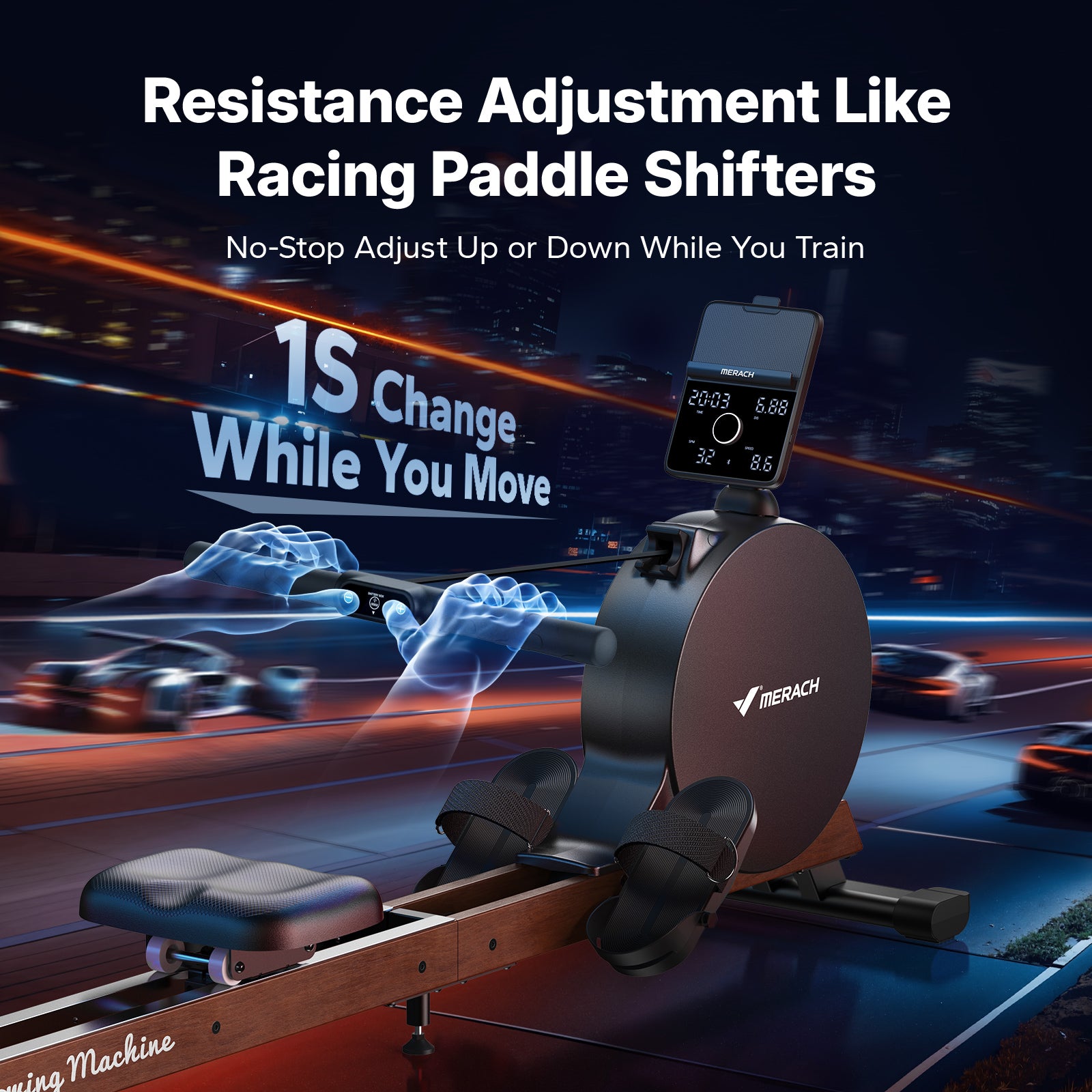 Q3S Self-powered Magnetic Rowing Machine for Beginners with LED Display