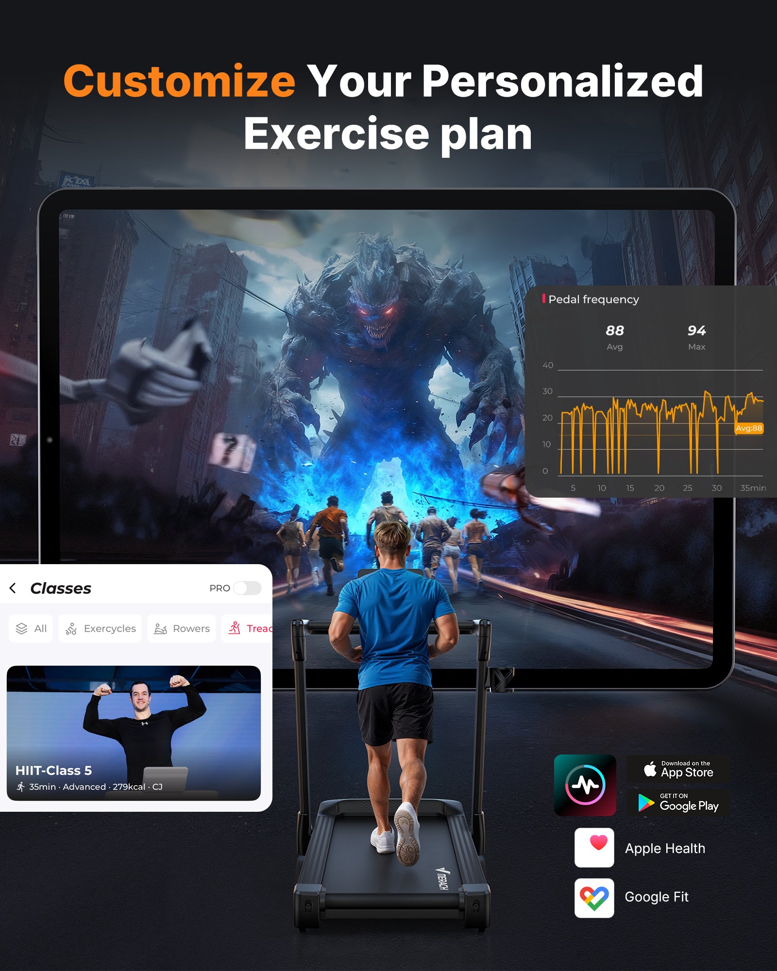 MERACH Treadmill with 18% Auto Incline, 0.6-8.7MPH Folding Treadmills for Home, 3.5HP Foldable Incline Treadmill for Running 350 LBS Weight Capacity with LED Display & Smart APP