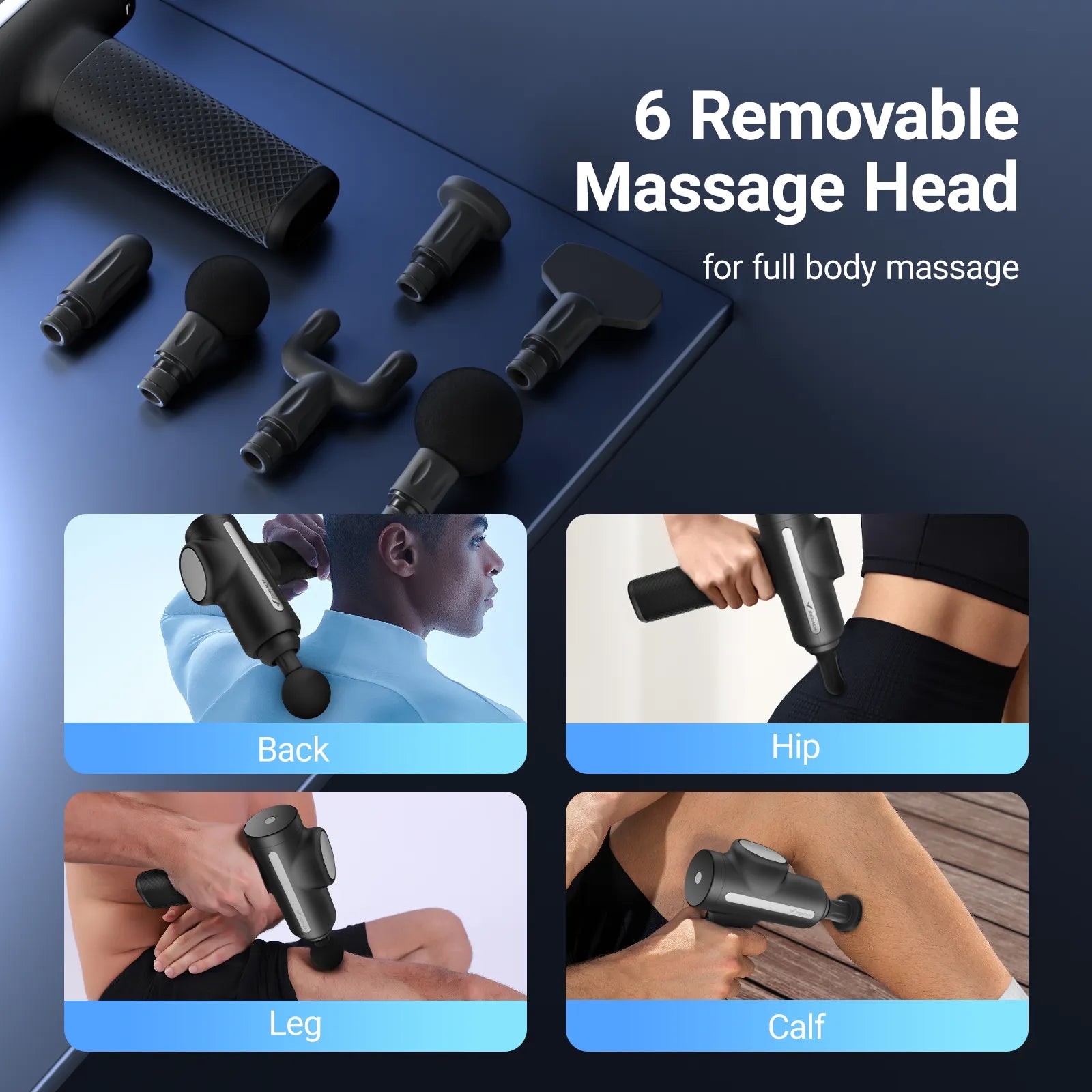 Percussion Massage Tools with 6 Massage Heads & 10mm Amplitude