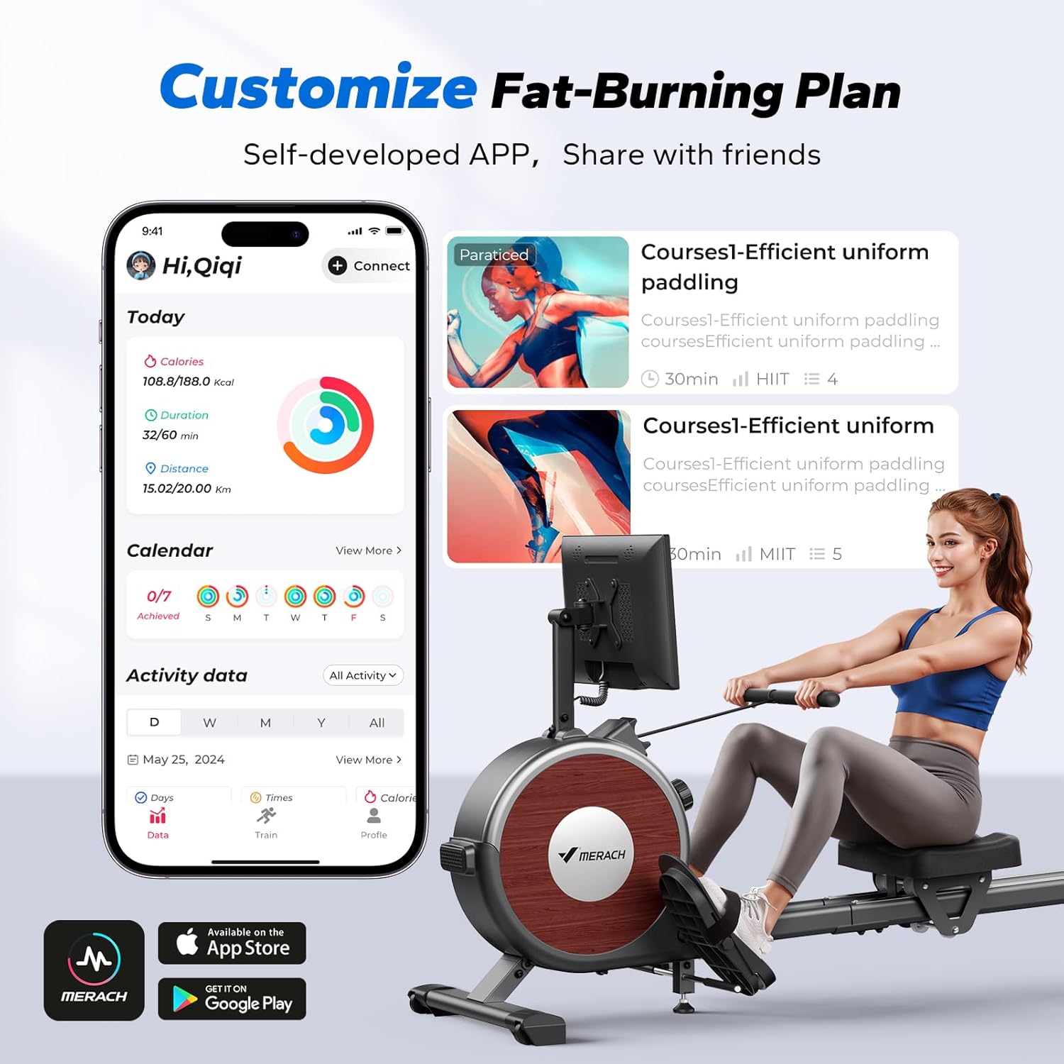 Q1S Interactive Rowing Machine with 15.6" HD Display