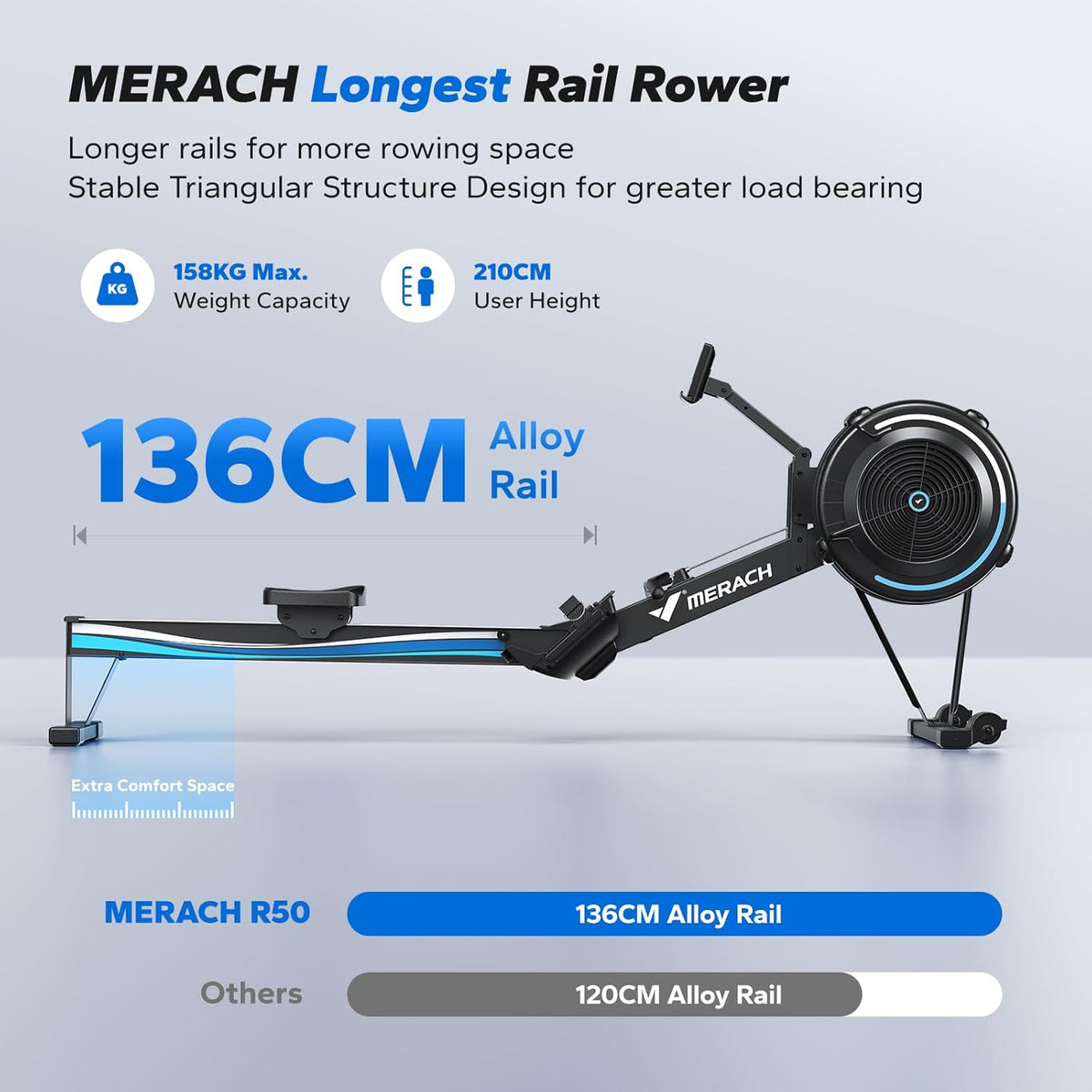 Merach Rowing Machine Change Battery R50 Affordable Air Rower for Home - R50 Air Resistance Rowing Machine | MERACH