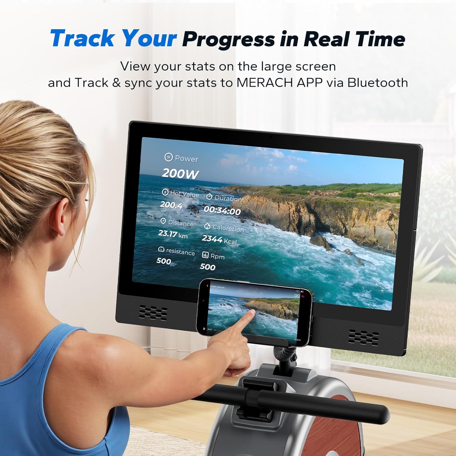 Rowing Machine with Screen – Q1S Interactive Magnetic Rower | MERACH