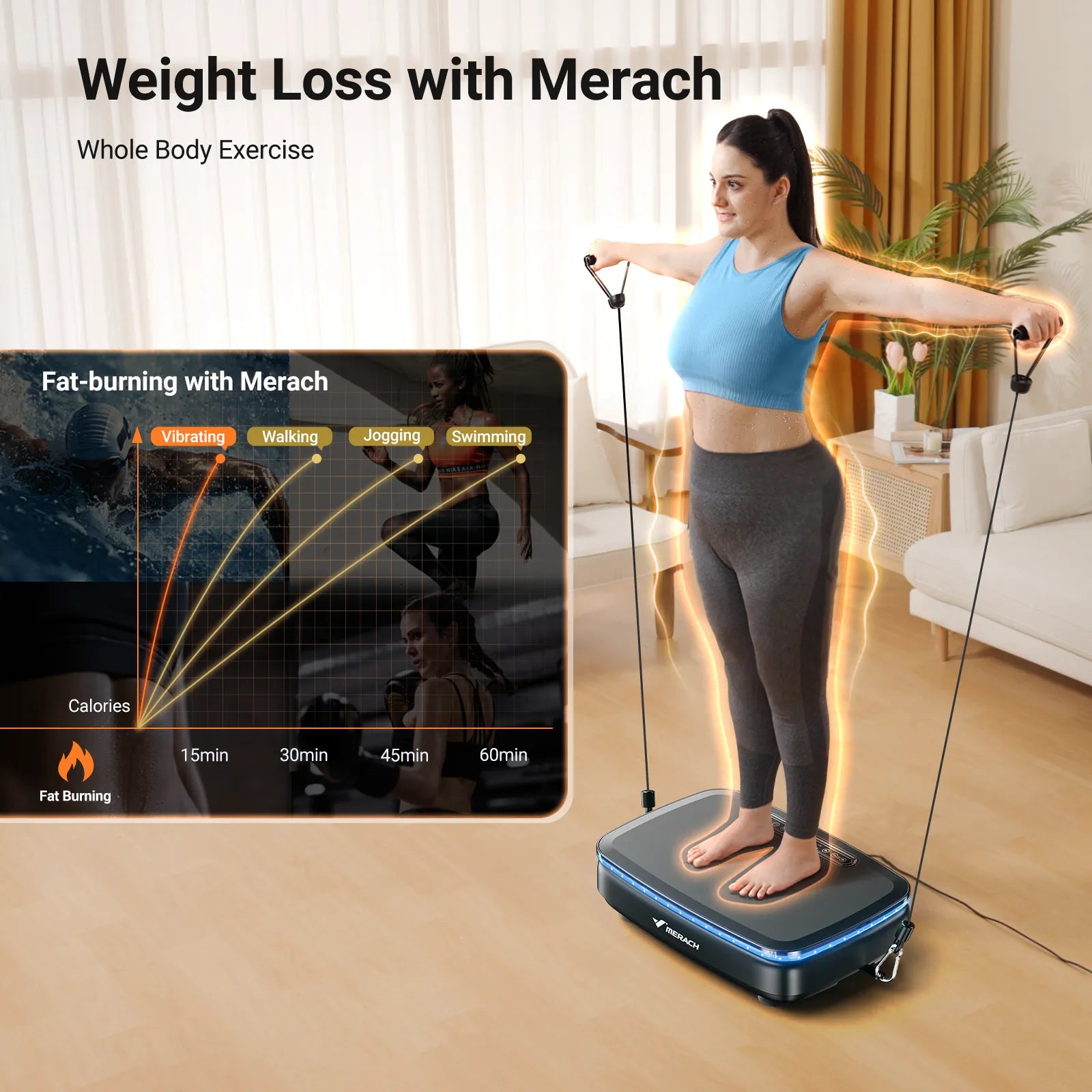 Vibration Plate with Bands and Cool Lights