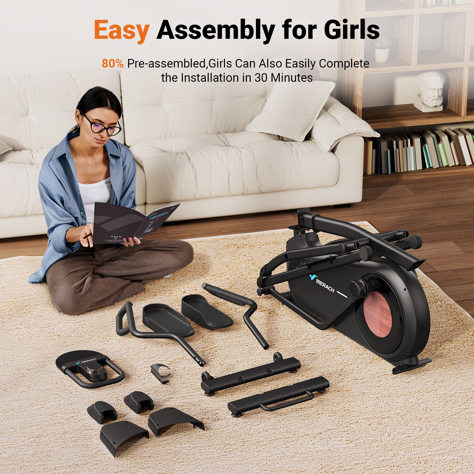 E27 Self-Powered Elliptical Machine with 470mm Stride