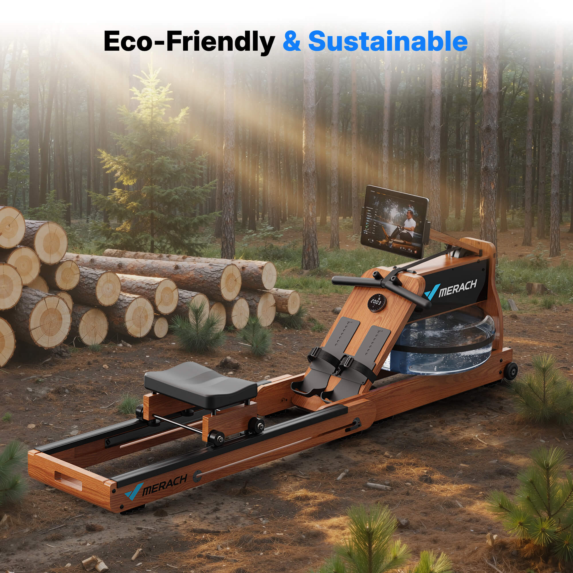 【rih/rower】Touch King 200 950 Dual Resistance Wood Rower With Water - Home Wooden Water