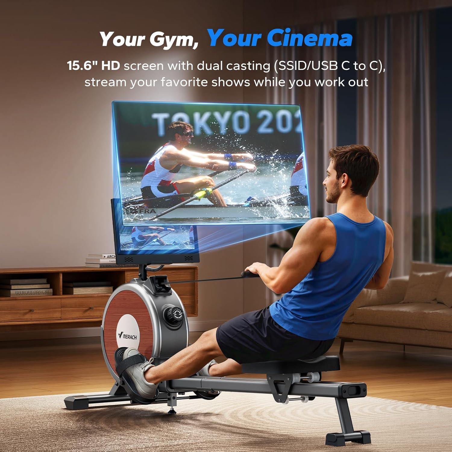 Q1S Interactive Rowing Machine with 15.6" HD Display