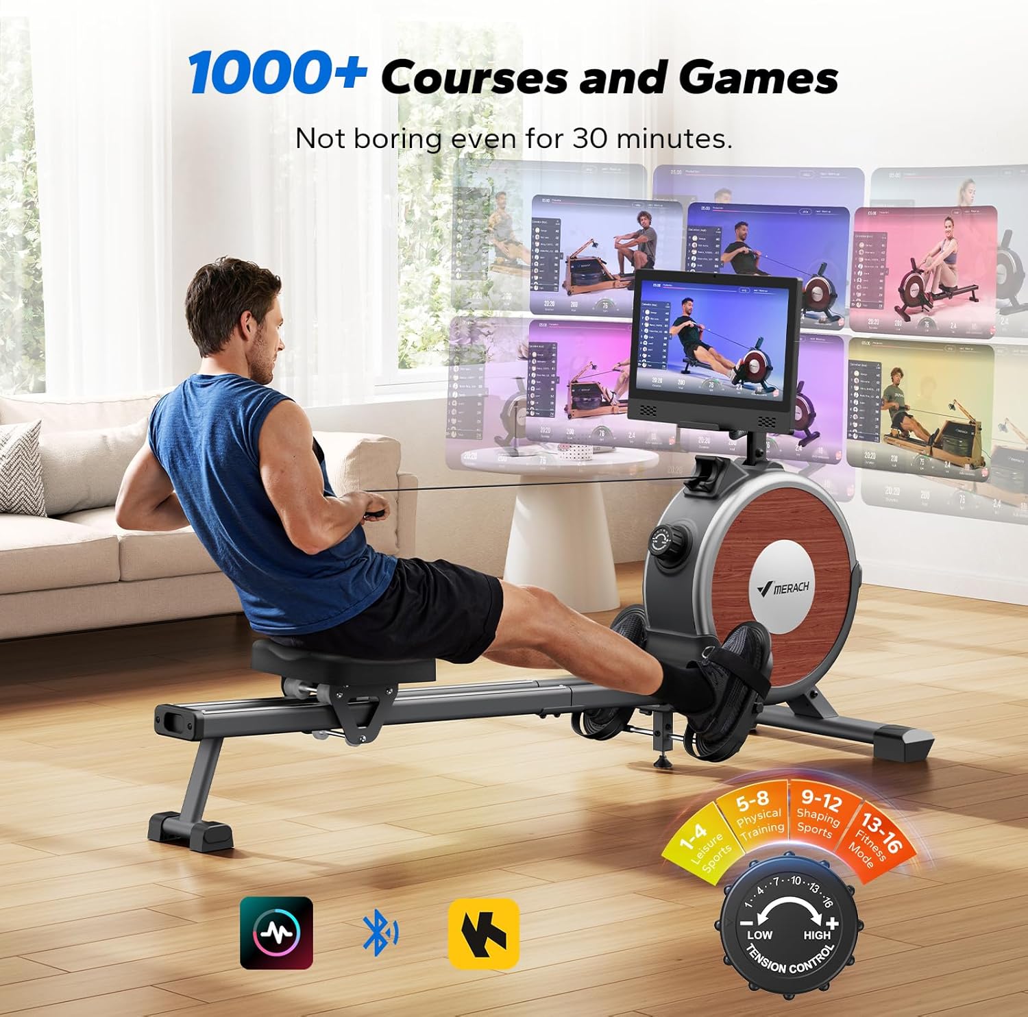 Q1S Interactive Rowing Machine with 15.6" HD Display