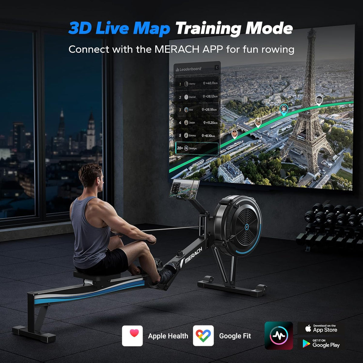 Affordable Air Rower for Home - R50 Air Resistance Rowing Machine | MERACH
