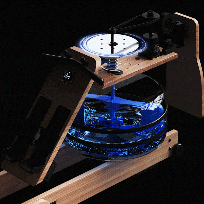 wooden rowing machine with water