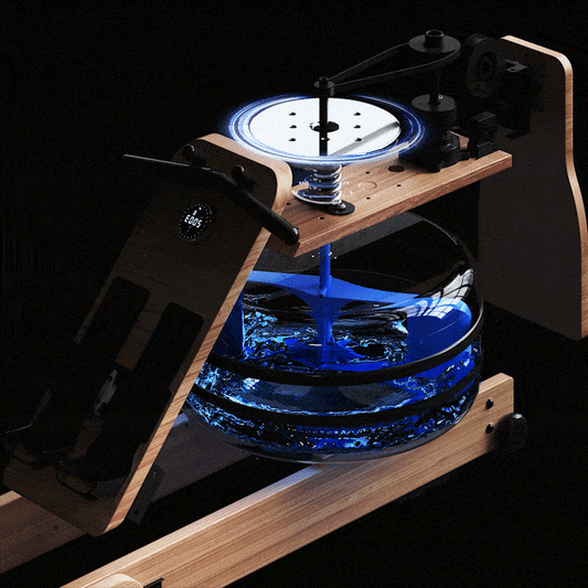 wooden rowing machine with water