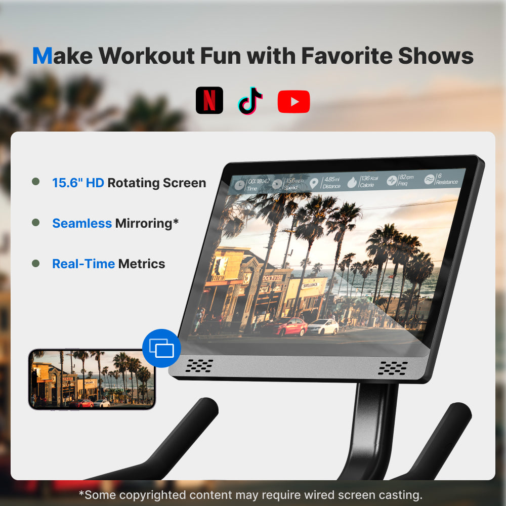 fahrradhelm display S26 Exercise Bike with 15.6” HD Screen, Magnetic Resistance
