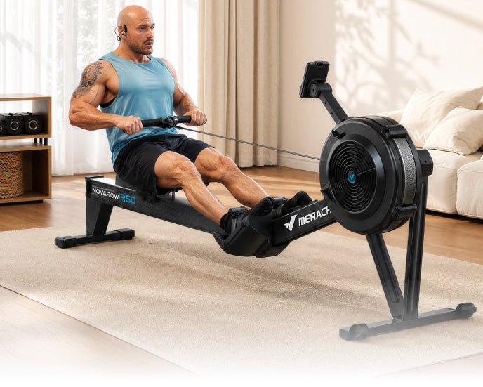NovaRow R50 Pro Air Rower with Upgraded Backlit Monitor