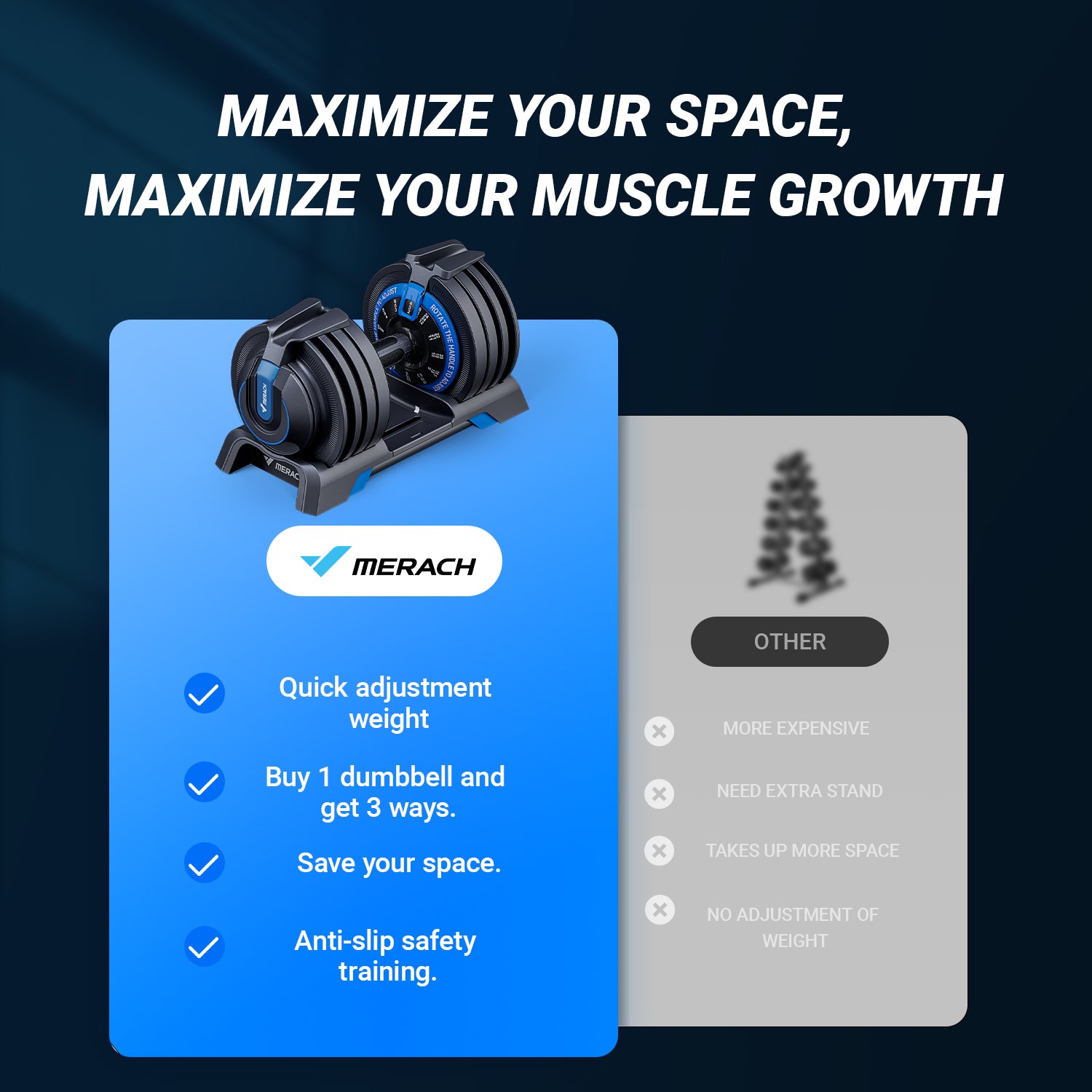 MERACH - 3 in 1  Adjustable Dumbbells Set