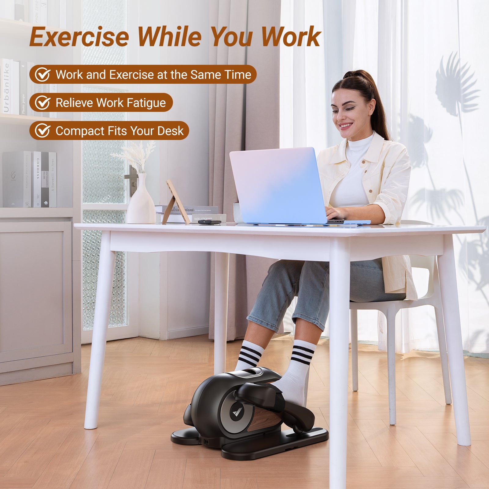 Store Wirk workout equipment under the table