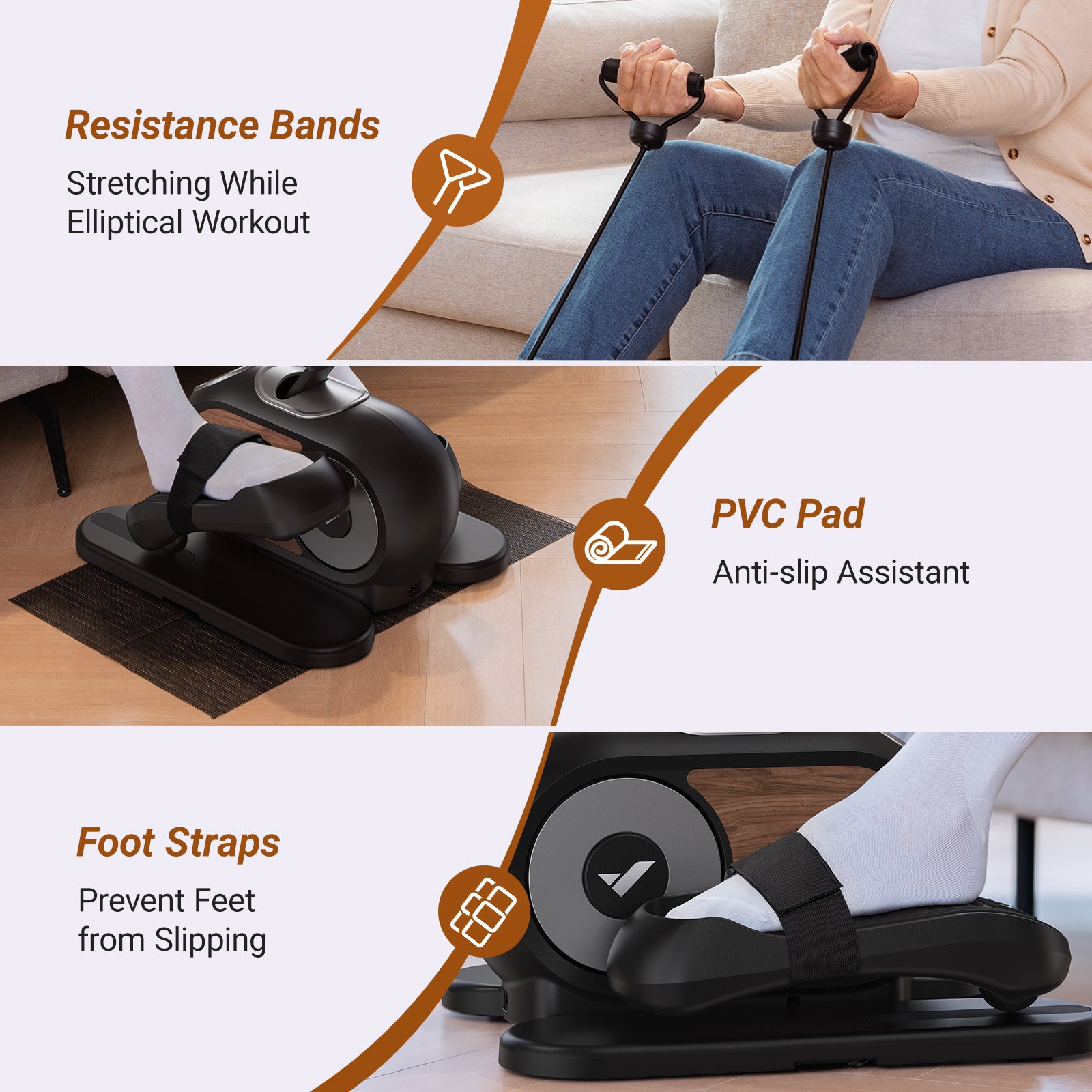 Mini elliptical for high quality desk space